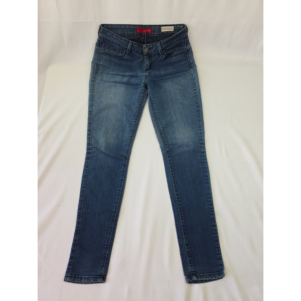 GUESS Curvy Skinny Jeans Dark Blue Denim 5-Pocket Button Mid Rise Women 30x32